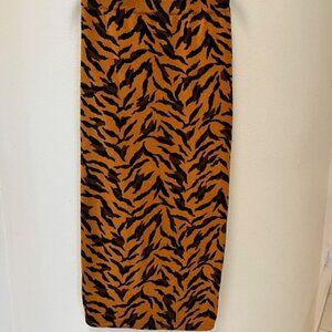 Maggie Barnes Animal Print Maxi-Midi Skirt Cotton Ramie 2X Workwear Academia